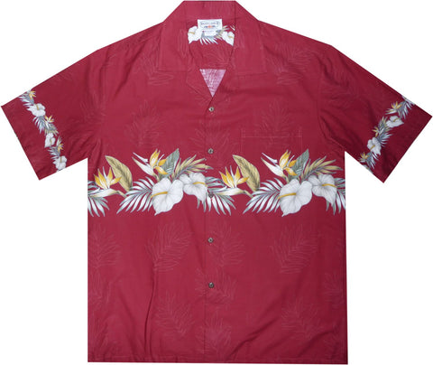 Flamingo Blue Hawaiian Border Aloha Sport Shirt