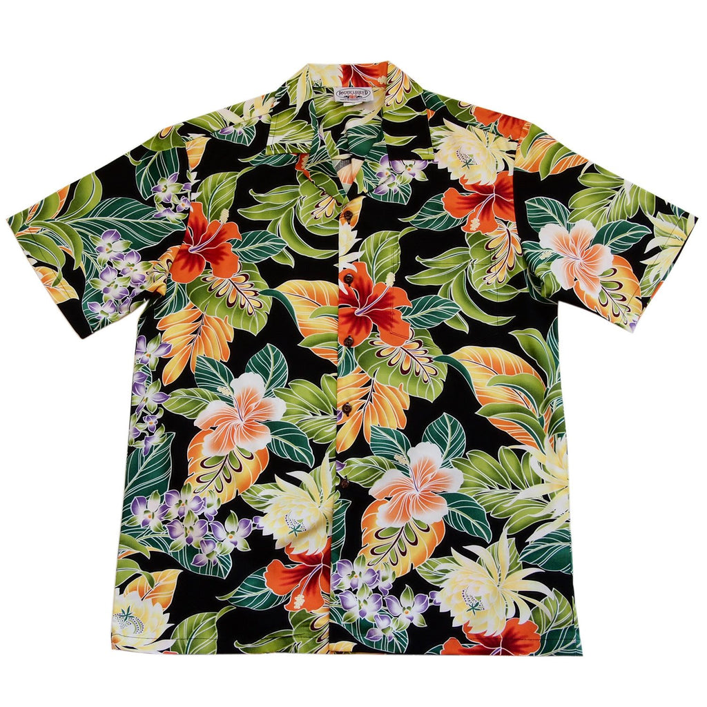 Excite Black Hawaiian Cotton Aloha Sport Shirt - PapayaSun