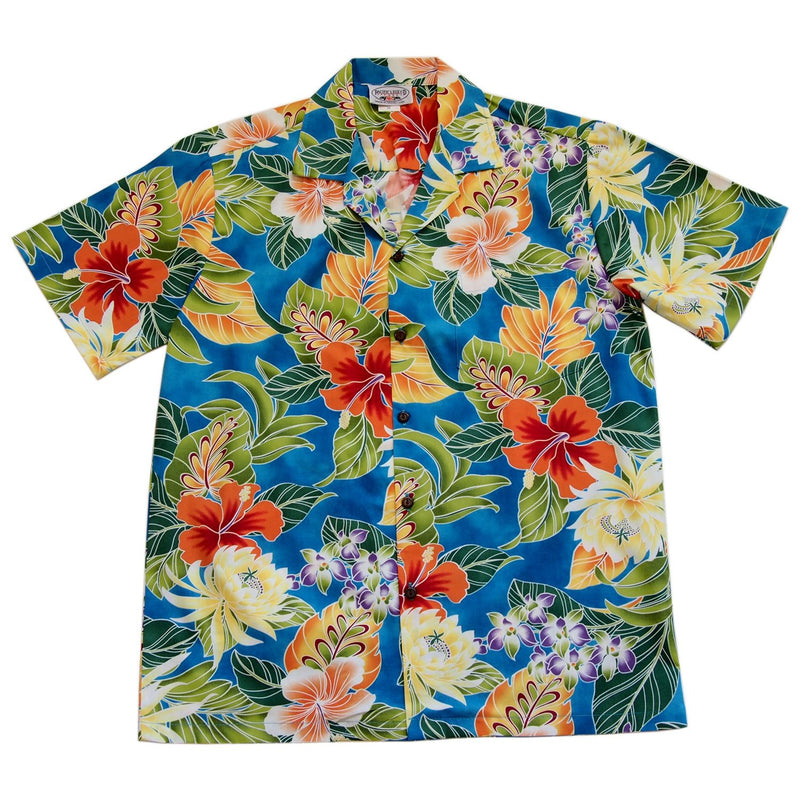 Excite Blue Hawaiian Cotton Aloha Sport Shirt - PapayaSun