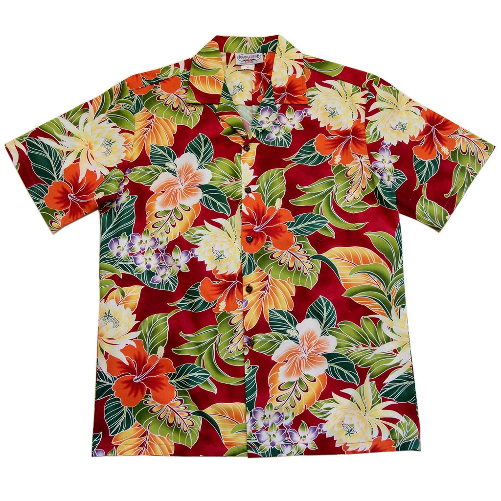 Excite Red Hawaiian Cotton Aloha Sport Shirt - PapayaSun