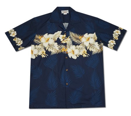 Hibiscus Blue Hawaiian Border Aloha Sport Shirt – PapayaSun
