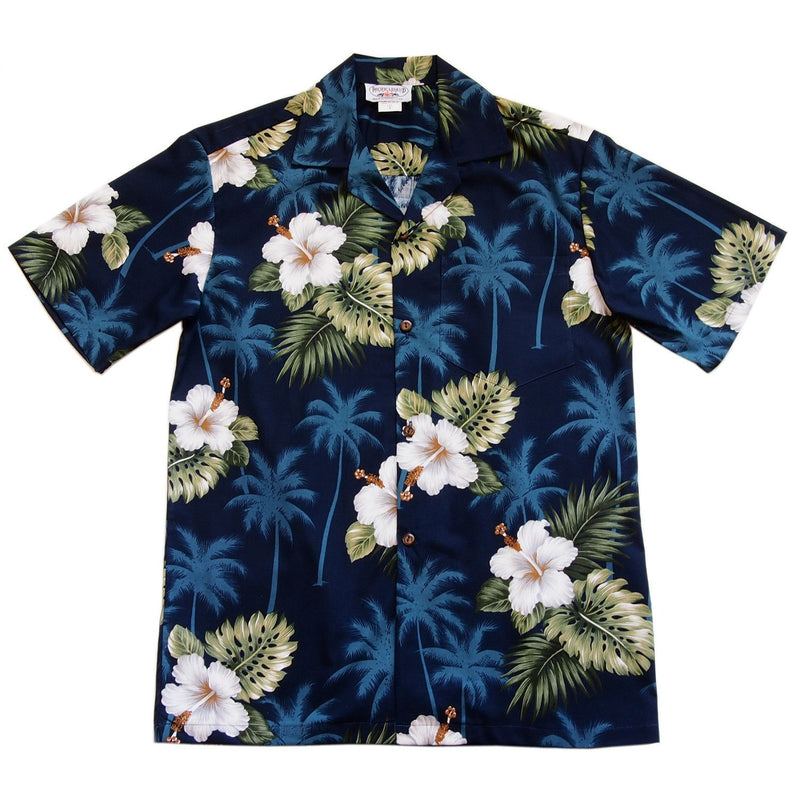 Hilo Blue Hawaiian Cotton Aloha Sport Shirt - PapayaSun