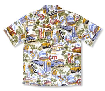 Historic 66 Cream Hawaiian Cotton Aloha Sport Shirt - PapayaSun