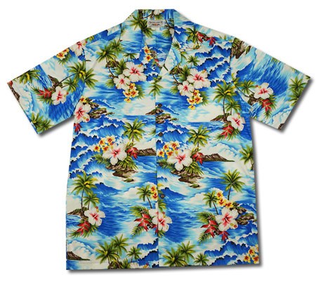 Lagoon Blue Hawaiian Cotton Aloha Sport Shirt - PapayaSun