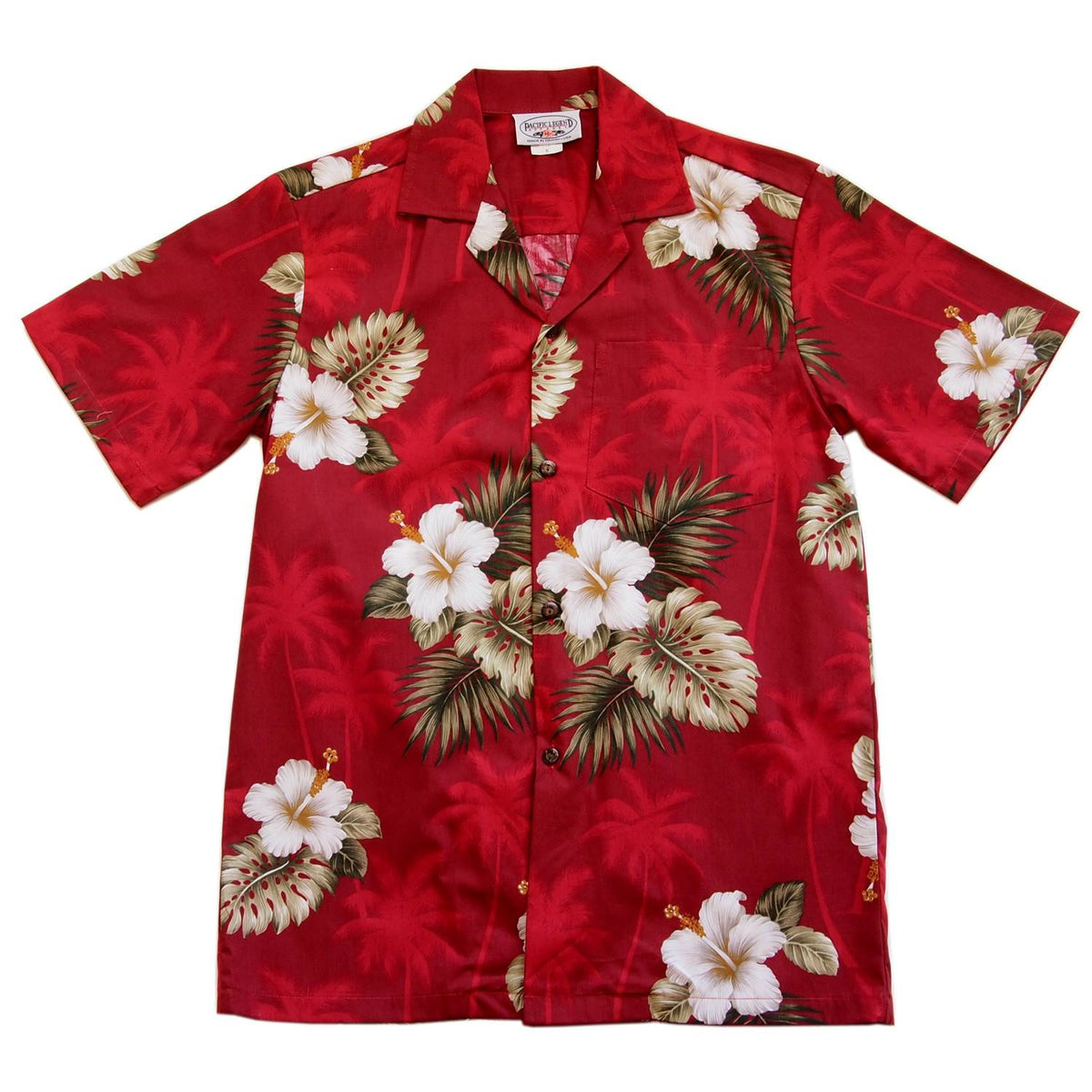 Lava Red Hawaiian Cotton Aloha  Sport Shirt - PapayaSun