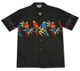 Macaw Black Hawaiian Border Aloha Sport Shirt - PapayaSun