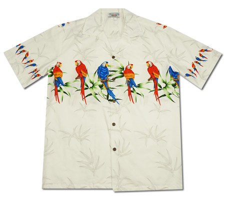 Macaw White Hawaiian Border Aloha Sport Shirt - PapayaSun