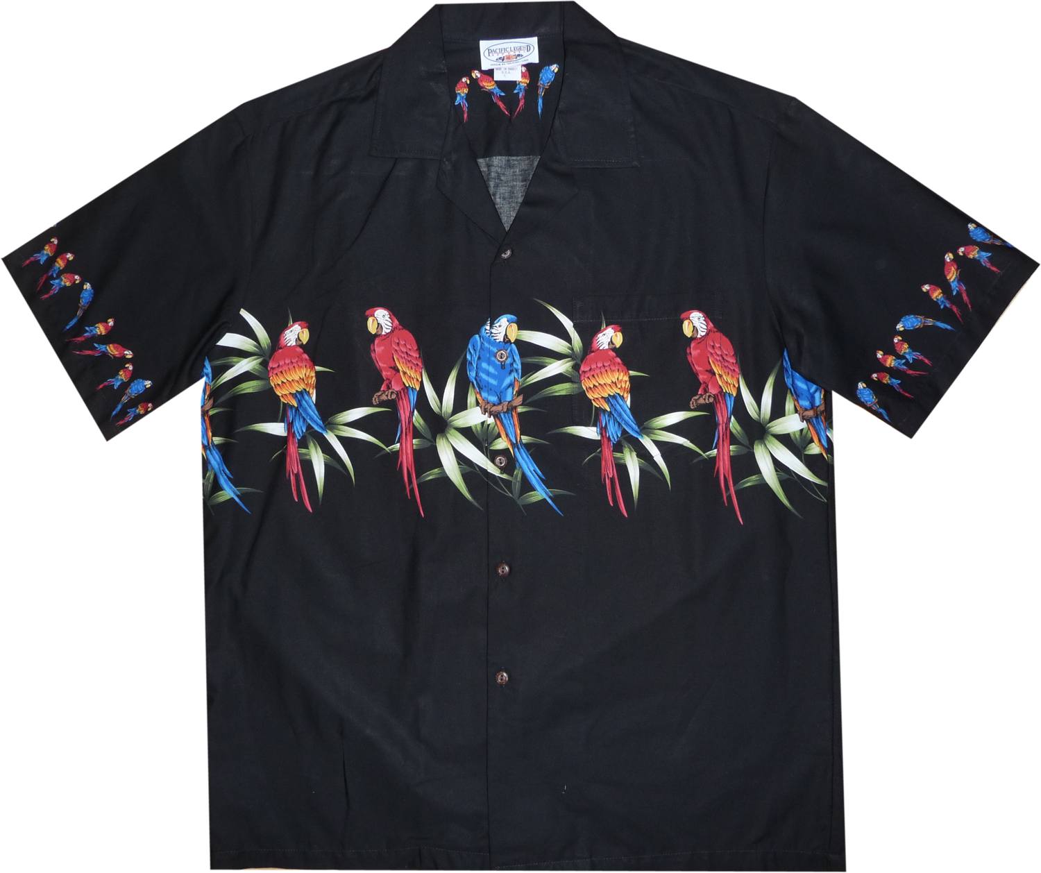 Parrots Black Cotton Boys Hawaiian Shirt main image 1