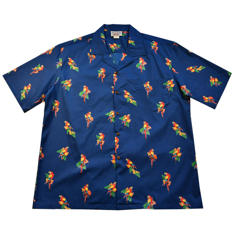 Parrots Blue Cotton Hawaiian Shirt - PapayaSun