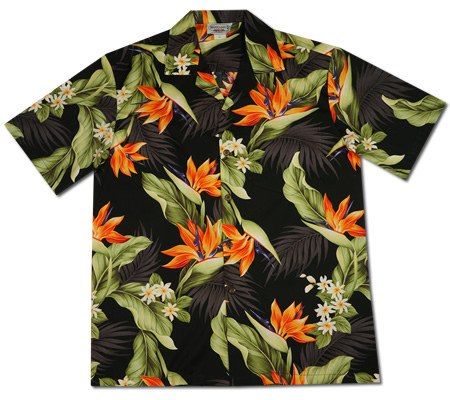 Rainforest Black Hawaiian Cotton Aloha Shirt - PapayaSun
