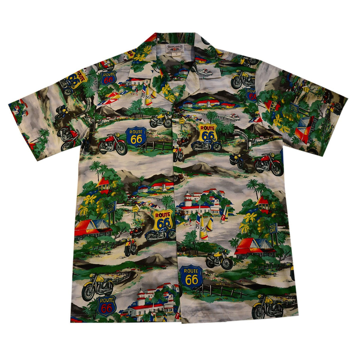Route 66 Grey Cotton Hawaiian Shirt - PapayaSun