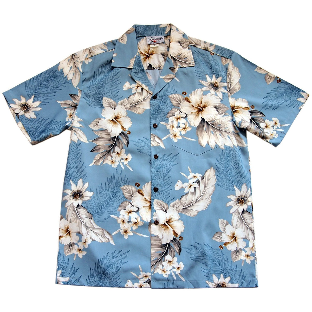 Sky Blue Hawaiian Cotton Aloha Shirt - PapayaSun