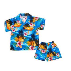 Skyburst Blue Hawaiian Boy Cabana Shirt & Shorts Set - PapayaSun