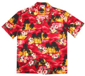 Sunburst Red Hawaiian Teen Cotton Aloha Shirt - PapayaSun