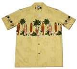 Surfboard Cream Hawaiian Border Aloha Sport Shirt - PapayaSun