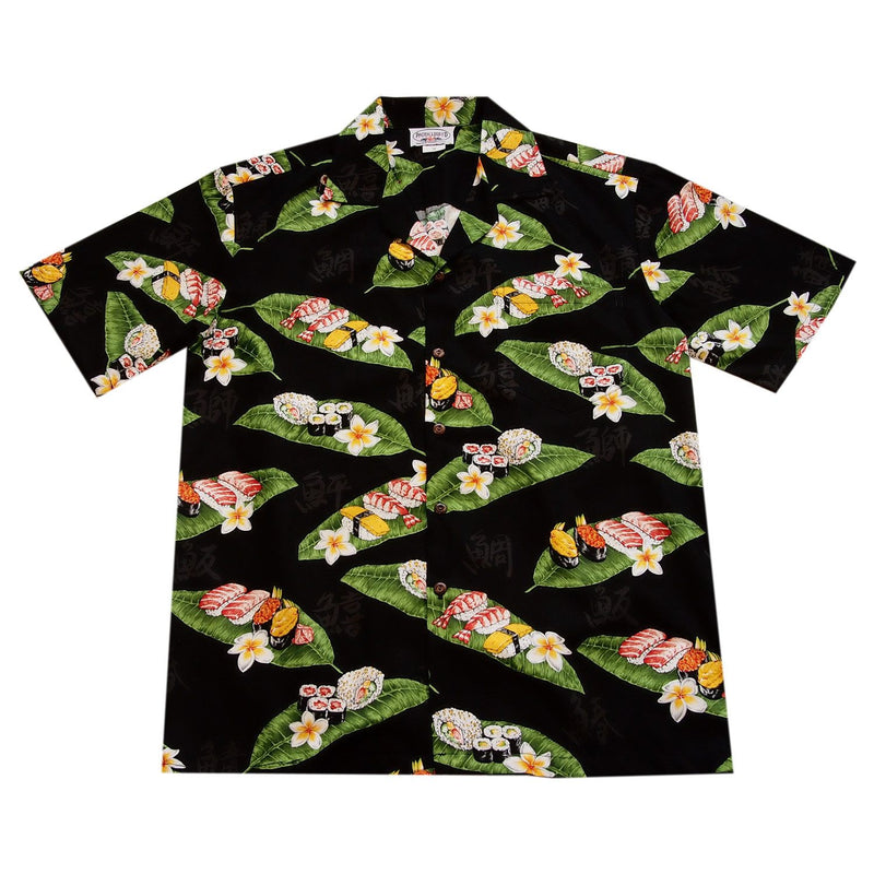 Sushi Black Cotton Hawaiian Shirt - PapayaSun
