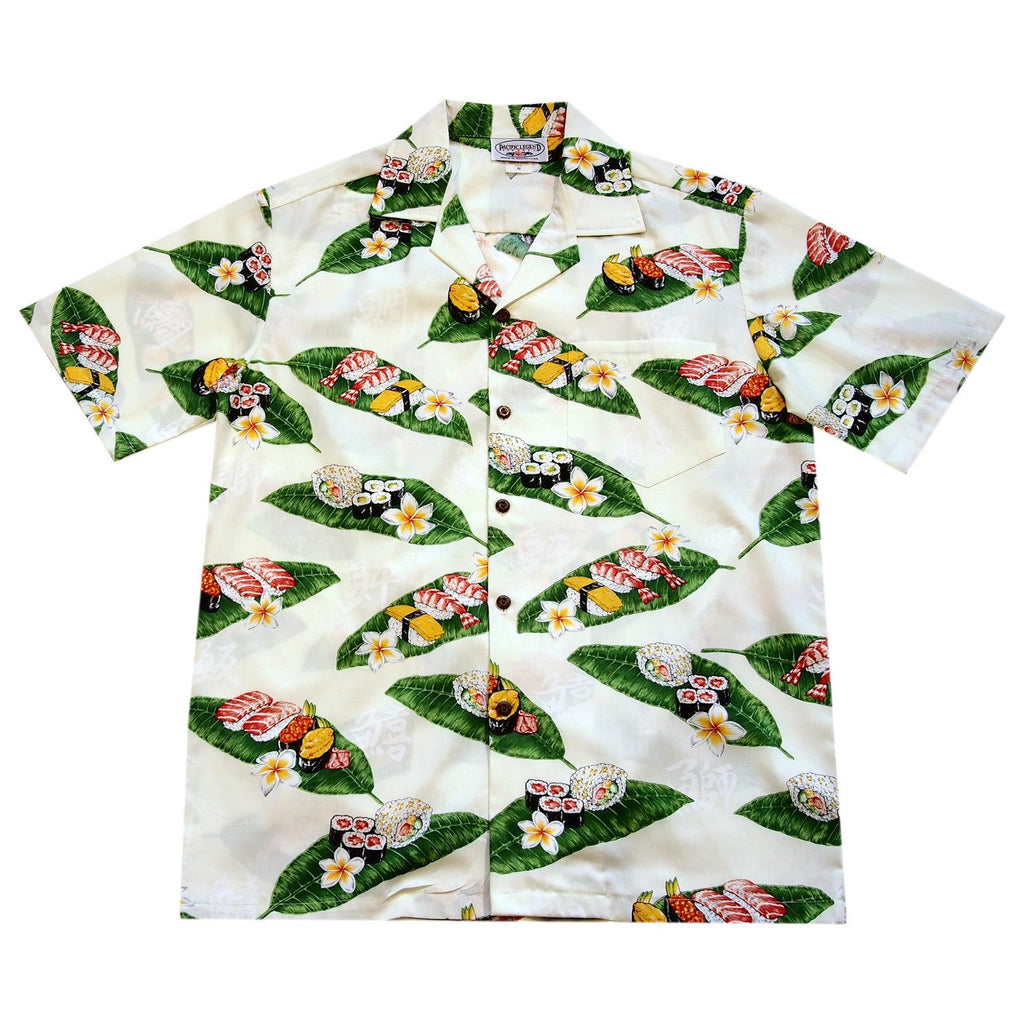 Sushi White Cotton Hawaiian Shirt - PapayaSun