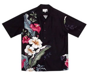Sweetheart Black Hawaiian Rayon Aloha Camp Shirt - PapayaSun