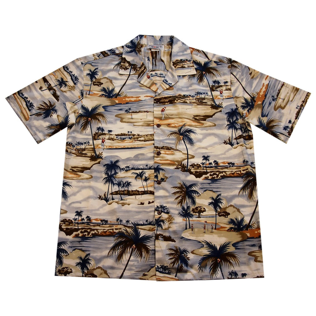 Tee Off Blue Golf Cotton Hawaiian Shirt - PapayaSun