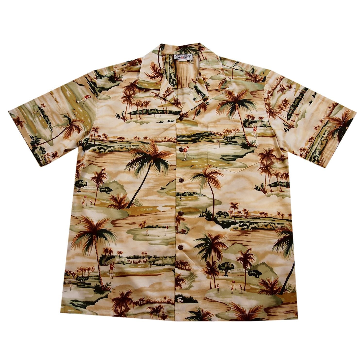 Tee Off Tan Golf Cotton Hawaiian Shirt - PapayaSun