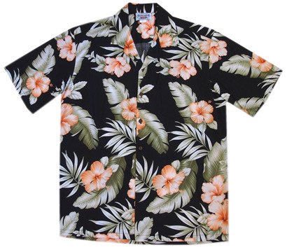 Waimea Black Hawaiian Cotton Aloha Shirt - PapayaSun